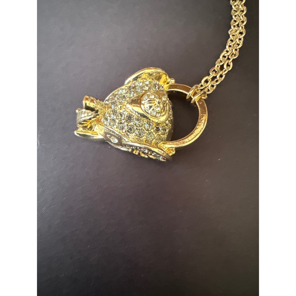 Loft Gold Tone Rhinestone Elephant Pendant Double Strand Chain Necklace NWT - Picture 4 of 4